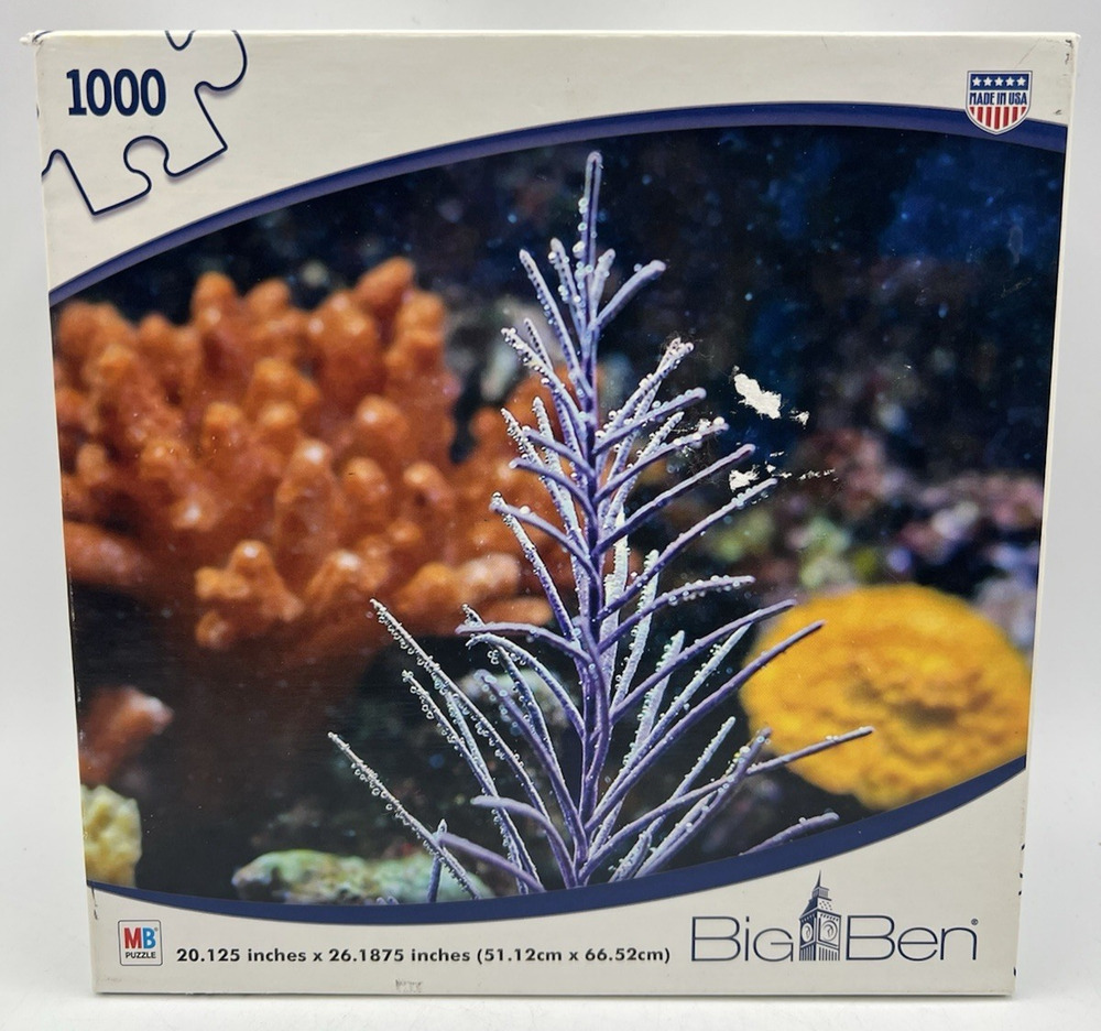 MB Big Ben 1000 Piece Jigsaw Puzzle Coral Reef Ocean Scene Made USA